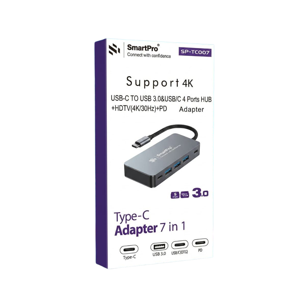 Smart Pro TYPE C Hub 7 in 1 (HDMI | USB 3.0 | PD | C Port) SP-TC007